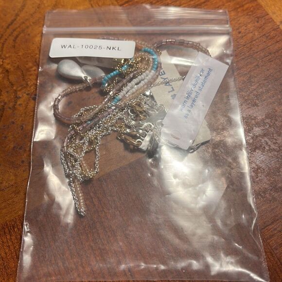 NWT LUCKY BRAND Two-Tone Beaded Layered Pendant Necklace, 16"+ 2" extender - Picture 6 of 6